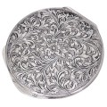 Pudrieră Art Deco din argint abundent decorată prin gravare manuală | Italia cca.1945