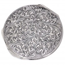Pudrieră Art Deco din argint abundent decorată prin gravare manuală | Italia cca.1945