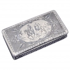 Tabacheră " tabac à priser " din argint masiv decorată prin gravare manuală și niello | Franța cca. 1850