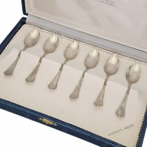 Serviciu de 6 lingurițe demitasse din argint pentru ceai și cafea | Italia cca. 1950