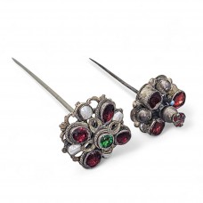 Lot format din două vechi ace săsești pentru voal din alamă și argint | atelier sud - transilvănean secol XIX 