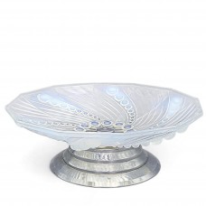 Fructieră Art Deco din sticlă opalescentă Ezan și metal cromat | atelier Ezan - Franța cca. 1930