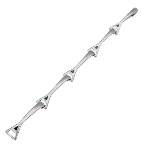 Brățară modernistă de perioadă mid-century din argint masiv cu accente de email champleve | atelier Arezzo cca. 1960 - 1970 