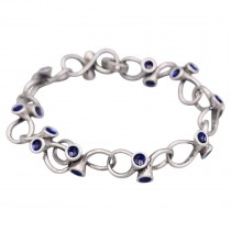  Brățară modernistă mid-century din argint și email albastru cobalt | atelier Ottaviani cca. 1960