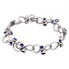  Brățară modernistă mid-century din argint și email albastru cobalt | atelier Ottaviani cca. 1960