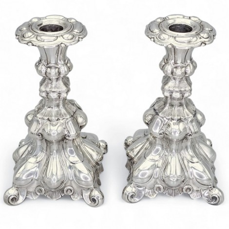 Pereche de sfeșnice scandinave din argint în manieră baroc▪️atelier Kultakeskus Oy - Finlanda