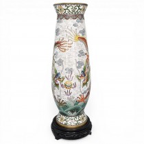 Impresionantă vază cloisonné cu decor ' Er Long Xi Zhu ' |  China sec. XX