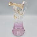 Impresionantă carafă în manieră Art Nouveau din sticlă de Boemia suflată manual decorată cu email policrom și accente aurite |  cca. 1900 - 1910 