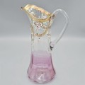 Impresionantă carafă în manieră Art Nouveau din sticlă de Boemia suflată manual decorată cu email policrom și accente aurite |  cca. 1900 - 1910 
