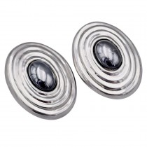 Cercei clips statement retromoderniști din argint și hematit natural | cca. 1990 