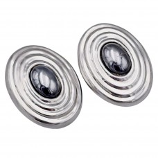 Cercei clips statement retromoderniști din argint și hematit natural | cca. 1990 