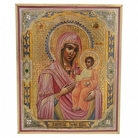 Veche icoană „Maica Domnului - Hodighitria”, tempera pe lemn | școala rusească cca. 1900