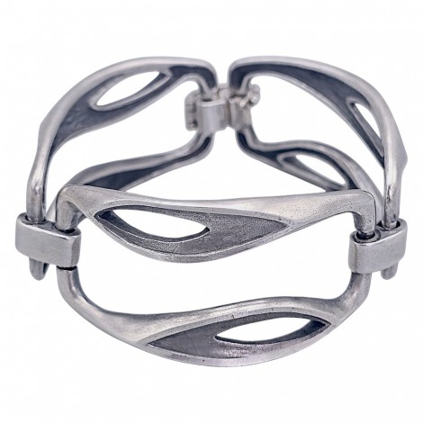 Brățară statement mid-century semnată Ottaviani, realizată în argint masiv | cca. 1960 - 1970