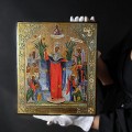 Veche icoană Maica Domnului „Bucuria tuturor celor necăjiți” (cu monede), tempera pe lemn | școala rusească cca. 1890 - 1905