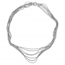 Elegant colier multistrand "Liquid Silver" din argint rodinat | Italia | new old stock 2020s