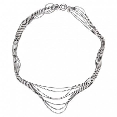 Elegant colier multistrand "Liquid Silver" din argint rodinat | Italia | new old stock 2020s