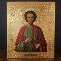 Icoană "Sfântul Pantelimon" în tempera pe lemn | școală rusească cca. 1900 