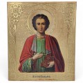 Icoană "Sfântul Pantelimon" în tempera pe lemn | școală rusească cca. 1900 