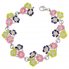 Brățară vintage din argint masiv decorată cu email vitrificat policrom | cca. 1960 - 1970