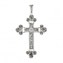 Cruce pectorală de mari dimensiuni manufacturată în argint filigranat | Epir cca. 1940 - 1960