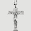 Colier sautoir cu pandant statement - crucifix modernist din argint, semnat de reputatul gravor Mario Vallucci | Italia - cca. 1960
