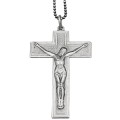 Colier sautoir cu pandant statement - crucifix modernist din argint, semnat de reputatul gravor Mario Vallucci | Italia - cca. 1960