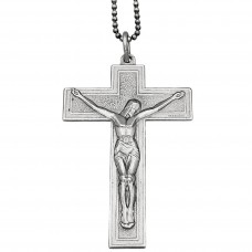 Colier sautoir cu pandant statement - crucifix modernist din argint, semnat de reputatul gravor Mario Vallucci | Italia - cca. 1960