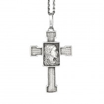 Colier accesorizat cu pandant vintage religios Cruce & Chipul Mântuitorului din argint | atelier Arezzo cca. 1960