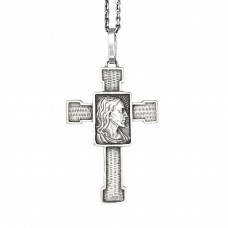 Colier accesorizat cu pandant vintage religios Cruce & Chipul Mântuitorului din argint | atelier Arezzo cca. 1960