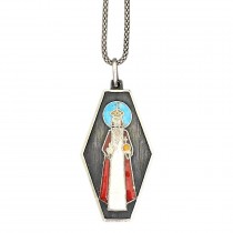 Colier accesorizat cu pandantiv din argint emailat reprezentând Christus Rex, realizat de prestigiosul atelier italian Ottaviani | cca. 1960