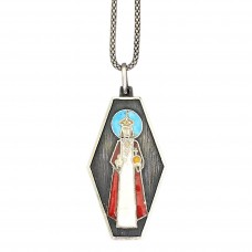 Colier accesorizat cu pandantiv din argint emailat reprezentând Christus Rex, realizat de prestigiosul atelier italian Ottaviani | cca. 1960