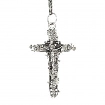 Colier sautoir din argint cu un impunător crucifix pectoral elaborat în manieră modernistă, specifică esteticii mid-century | Germania cca. 1960