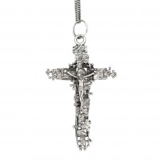 Colier sautoir din argint cu un impunător crucifix pectoral elaborat în manieră modernistă, specifică esteticii mid-century | Germania cca. 1960