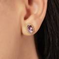 Cercei stud din aur roz 18k cu ametiste și diamante naturale  