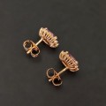 Cercei stud din aur roz 18k cu ametiste și diamante naturale  