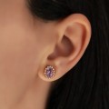 Cercei stud din aur roz 18k cu ametiste și diamante naturale  
