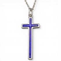 Colier din argint cu pandant cruce din argint masiv, emailat albastru colbalt | cca. 1970 