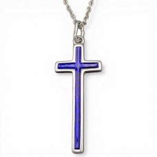 Colier din argint cu pandant cruce din argint masiv, emailat albastru colbalt | cca. 1970 