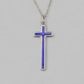 Colier din argint cu pandant cruce din argint masiv, emailat albastru colbalt | cca. 1970 