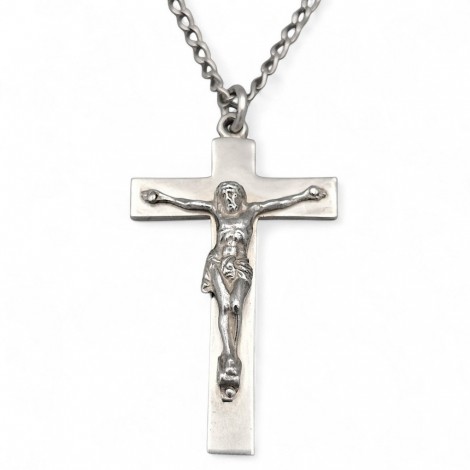 Colier sautoir din argint accesorizat cu un remarcabil Crucifix de perioadă Art Deco | atelier Londra - anul 1930