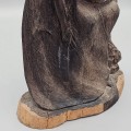 Impresionantă sculptură makonde "Pietà" în lemn de abanos african | Tanzania cca. 1960