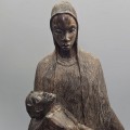 Impresionantă sculptură makonde "Pietà" în lemn de abanos african | Tanzania cca. 1960