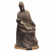 Impresionantă sculptură makonde "Pietà" în lemn de abanos african | Tanzania cca. 1960