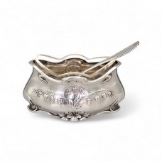 Solniță Art Nouveau din argint cu inserție din cristal și linguriță | atelier central - european cca. 1900 - 1910