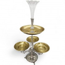 Monumental centru de masă Epergne din bronz argintat - Hotel Storione Padova |  atelier Berndorf Arthur Krupp - cca. 1905