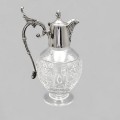 Carafă - decantor de perioadă victoriană în stil Gothic Revival din cristal și metal argintat | atelier Derby Silver Company cca. 1890 - 1900