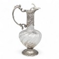 Carafă - decantor de perioadă Belle Epoque în manieră neo-rococo | sticlă și metal argintat | Franța cca. 1880 - 1900