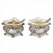 Pereche de solnițe din argint și sticlă în manieră neo-rococo | atelier central - european cca. 1900