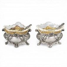 Pereche de solnițe din argint și sticlă în manieră neo-rococo | atelier central - european cca. 1900