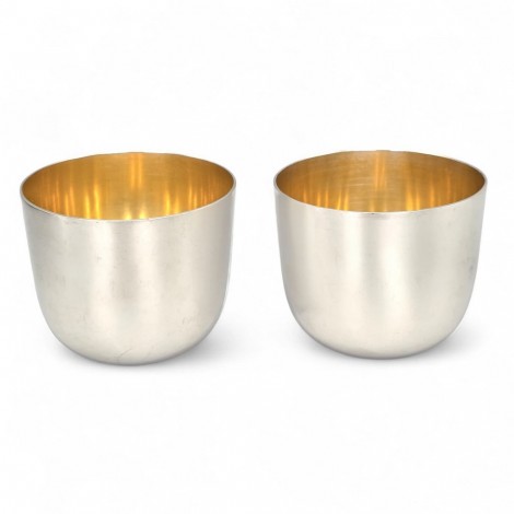 Pereche de pahare din argint 925 pentru servirea băuturilor spirtoase | atelier Fasano cca. 1970